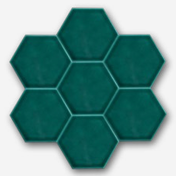 15x17 cm Rölyefli Seramik Altıgen Zümrüt Yeşil-7